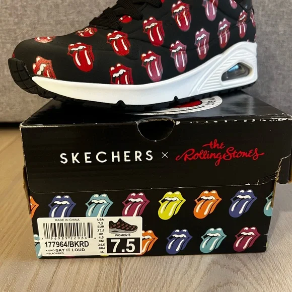 Skechers Black and Red Rolling Stones Sneakers - Picture 6 of 6